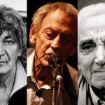 Collage de photo de plusieurs artistes de musique française Gilles Vigneault, Jacques Higelin, Graeme Allwright, Charles Aznavour, Johnny Hallyday (photos DR)