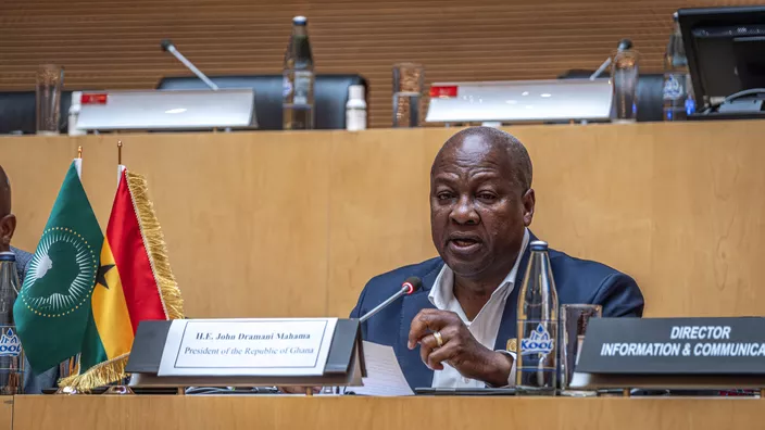 John Mahama, le président du Ghana, va déposer une résolution devant l’ONU en mars. MARCO SIMONCELLI / AFP
